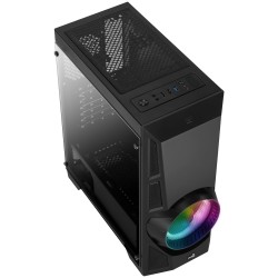 Boitier Moyen Tour ATX  AEROCOOL AERO ENGINE TEMPERED GLASS  RGB NOIR 2 xUSB2 -1 USB3 -1 ventil-Panneau vitré Réf   ACCM