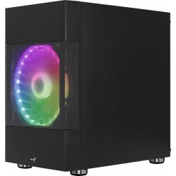 Boitier Cube Micro ATX  AEROCOOL Atomic RGB NOIR 2 USB3 -2 ventil.panneau verre trempé Réf   ACCS-PV26023.11.