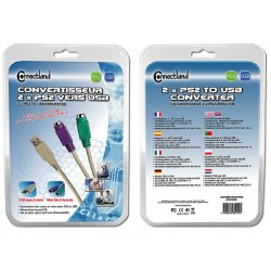 Adaptateur USB A M vers 2xPS2 Femelle   - CONNECTLAND Réf   0107043