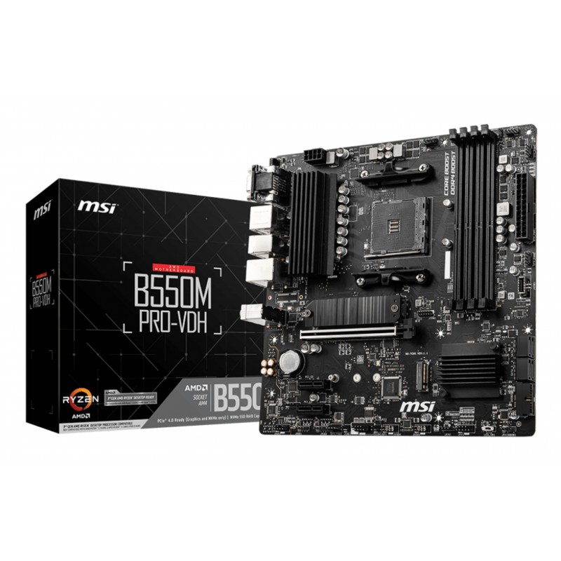 Carte Mère MSI B550M PRO VDH - mATX - 4x DDR4 - DP - HDMI - VGA 4x SATA 6Gb s + 2x M.2 - RJ45 USB2.0 - USB3.2 - USB3.0 T Carte Mère MSI B550M PRO VDH - mATX - 4x DDR4 - DP - HDMI - VGA 4x SATA 6Gb s + 2x M.2 - RJ45 USB2.0 - USB3.2 - USB3.0 T