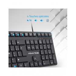 Clavier USB Noir WORKMATE Silencieux - ADVANCE - Réf   CLA-5100.