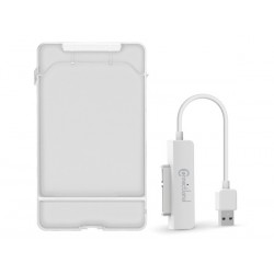 Boitier Externe 2.5 USB 3.0 BLANC CONNECTLAND pour hdd-ssd sata III Adaptateur pour utilisation autonom - Réf   1908097 