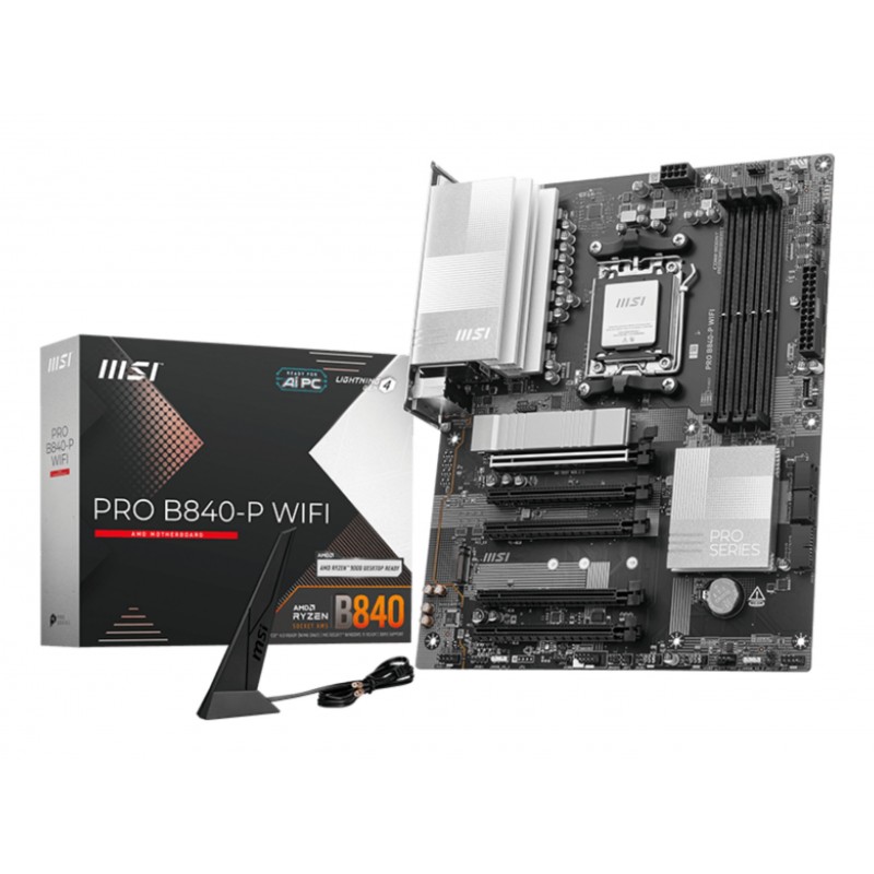 CARTE.M MSI PRO B840-P WIFI ATX - SOC AM5 - 4 DDR5 - 2x M.2 - RAID 0,1,10 - HDMI - 4x USB2 - RJ45 - TYPE-C - 4x SATA - W