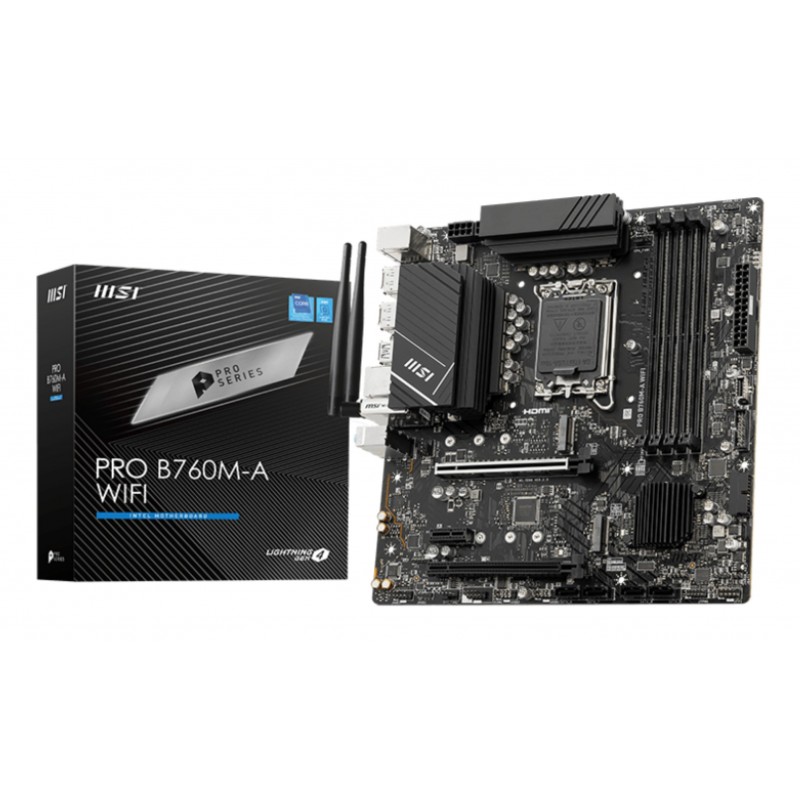 Carte Mère PRO B760M-A-WIFI -DDR5 M-ATX- 4x DDR5 - 2x DP - 2x HDMI - 4x SATA3 - 2x M2.0 - LGA 1700.