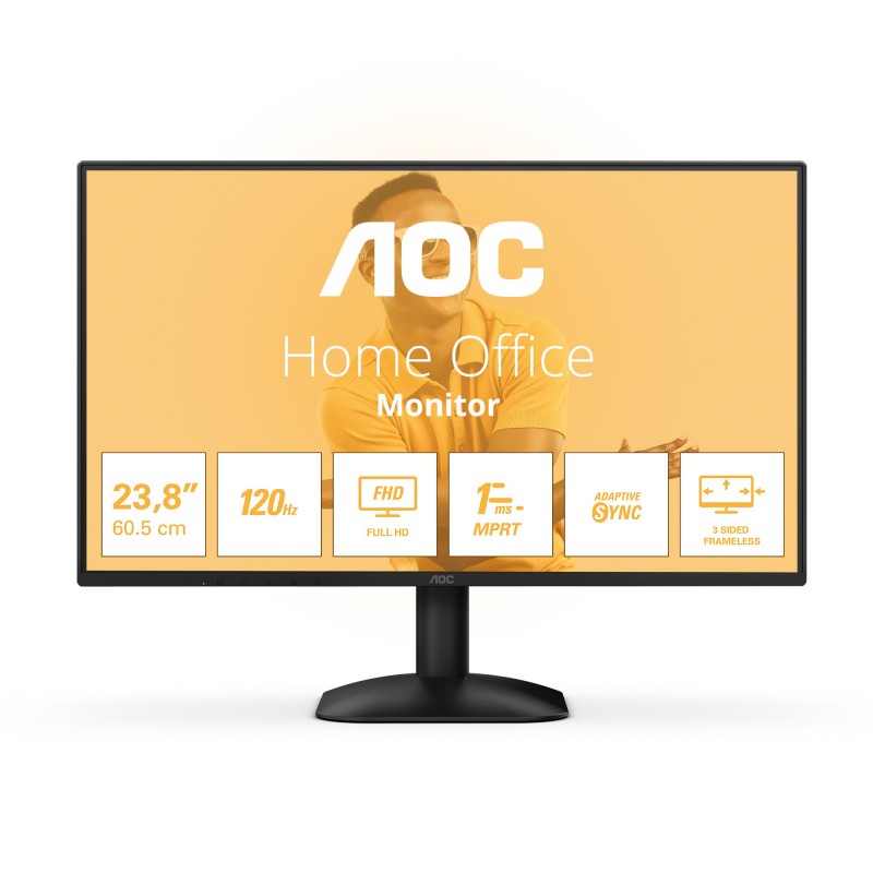 Moniteur AOC 23.8 LED 16 9 - 1ms - IPS 1920x1080 - 120Hz - VGA - HDMI Ref   24B31H.