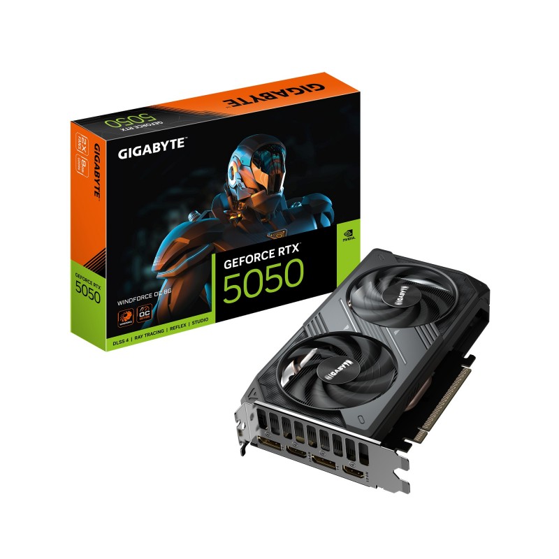 GIGABYTE RTX5050 8Go Windforce OC 8Go GDDR6 - 2x HDMI - 2x DP- 3 Vent Réf   GV-N5050WF2OC-8GD.