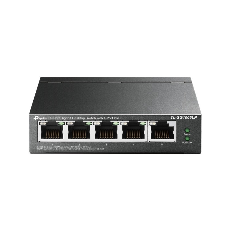 Switch 5 Ports 10 100 1000  TP LINK RJ-45 - 4 Ports POE + 1 10 100 1000 Réf   TL-SG1005LP.