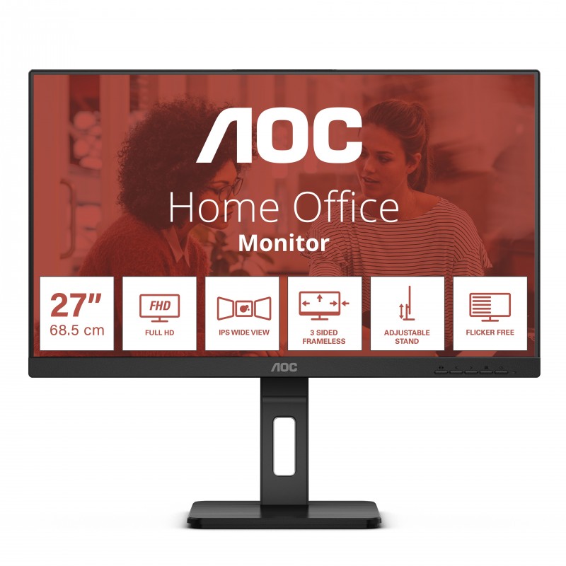 Moniteur 27 IPS FHD - AOC - Noir 16 9 1920x1080 - 4ms - DP-HDMI-VGA 75Hz - Haut Parleurs Ref   27E3QAF.