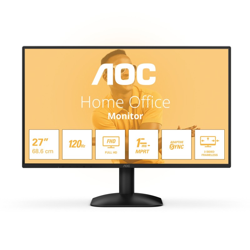 Moniteur 27 IPS FHD - AOC - Noir LED 16 9 1920x1080 - 1ms -VGA -HDMI 120Hz - Haut Parleurs Ref   27B31H.